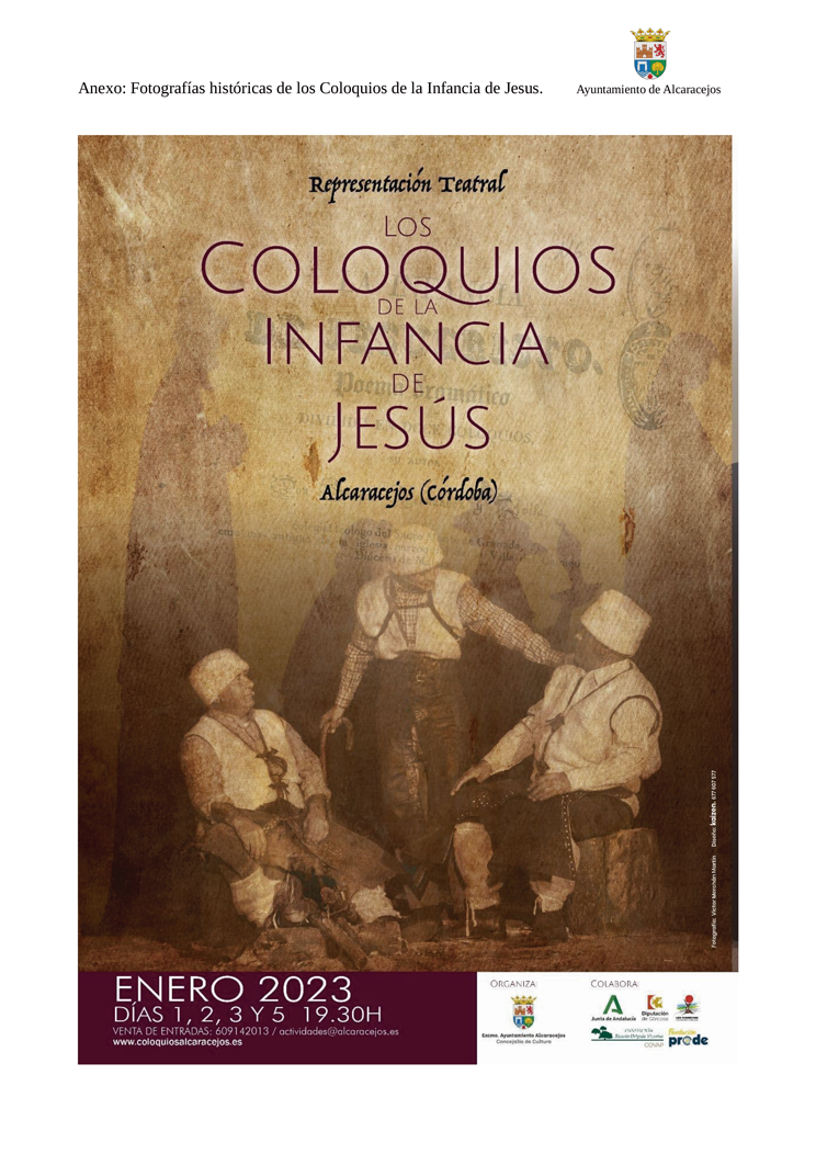 Cartel de la representación de Los Coloquios de la Infancia de Jesús en Alcaracejos, edición 2023